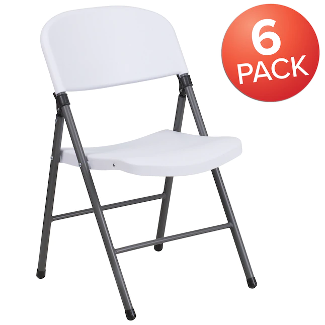 Flash Furniture 6-Pack Granite White Standard Folding Chair with Solid Seat (Indoor) - Image 3