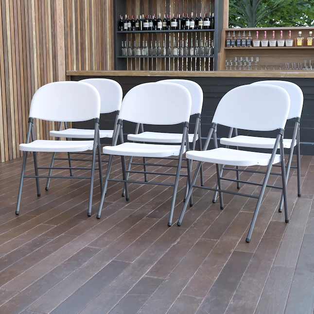 Flash Furniture 6-Pack Granite White Standard Folding Chair with Solid Seat (Indoor) - Image 13