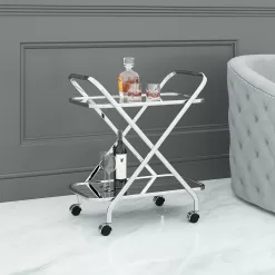 Alternative view of Worldwide Homefurnishings Chrome Metal Base with Glass Top Rolling Kitchen Cart (16.5-in x 26.5-in x 30.5-in)