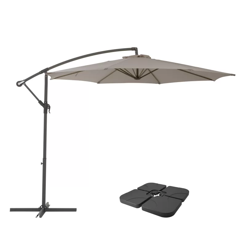 corliving deluxe patio base for heavy and offset umbrellas 9.5ft Tilting Umbrella - Black In addition CorLiving 11.5-ft Aluminum Orange Slide-tilt