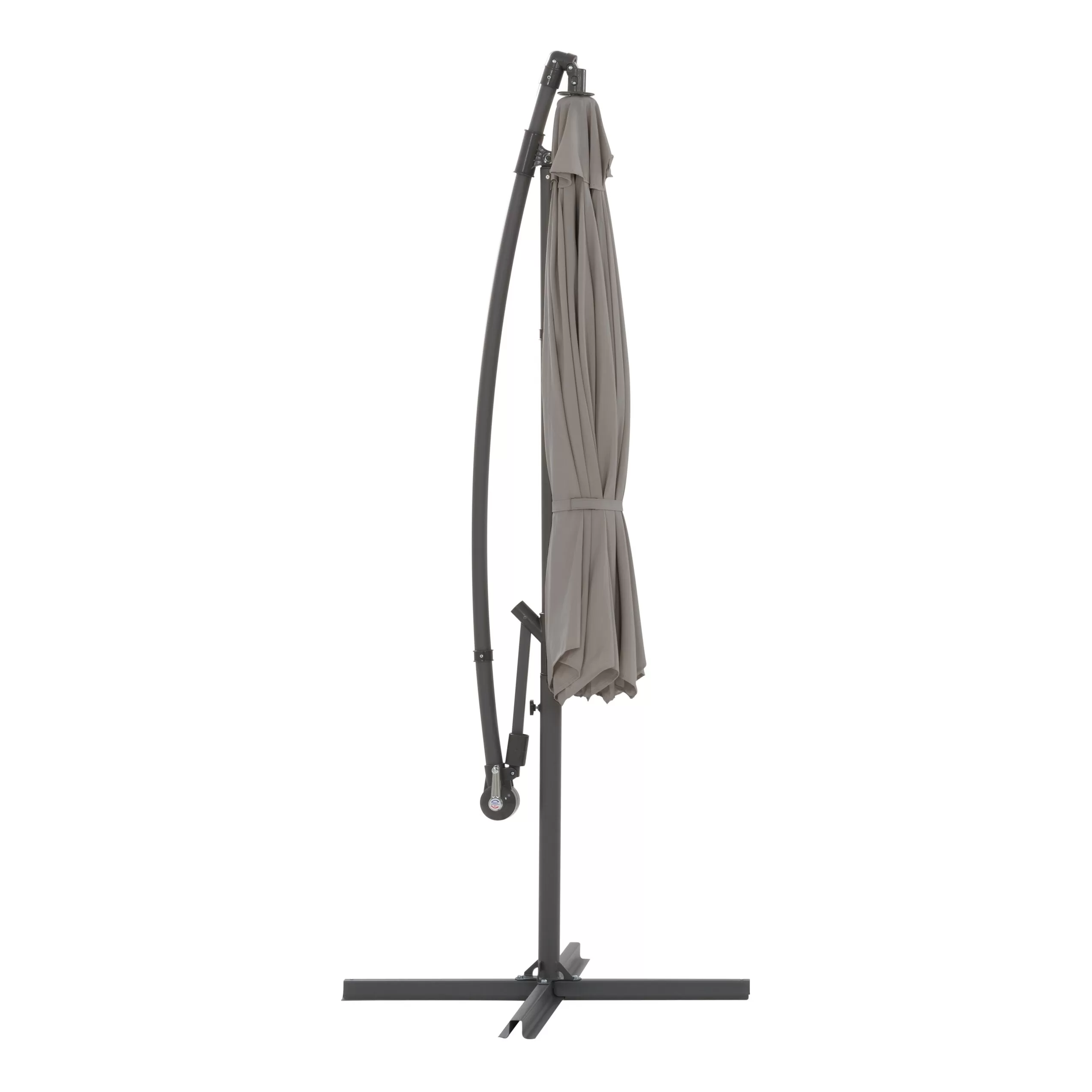 CorLiving 9.5-ft Solid/Sand Grey No-tilt Offset Patio Umbrella with Base - Image 5