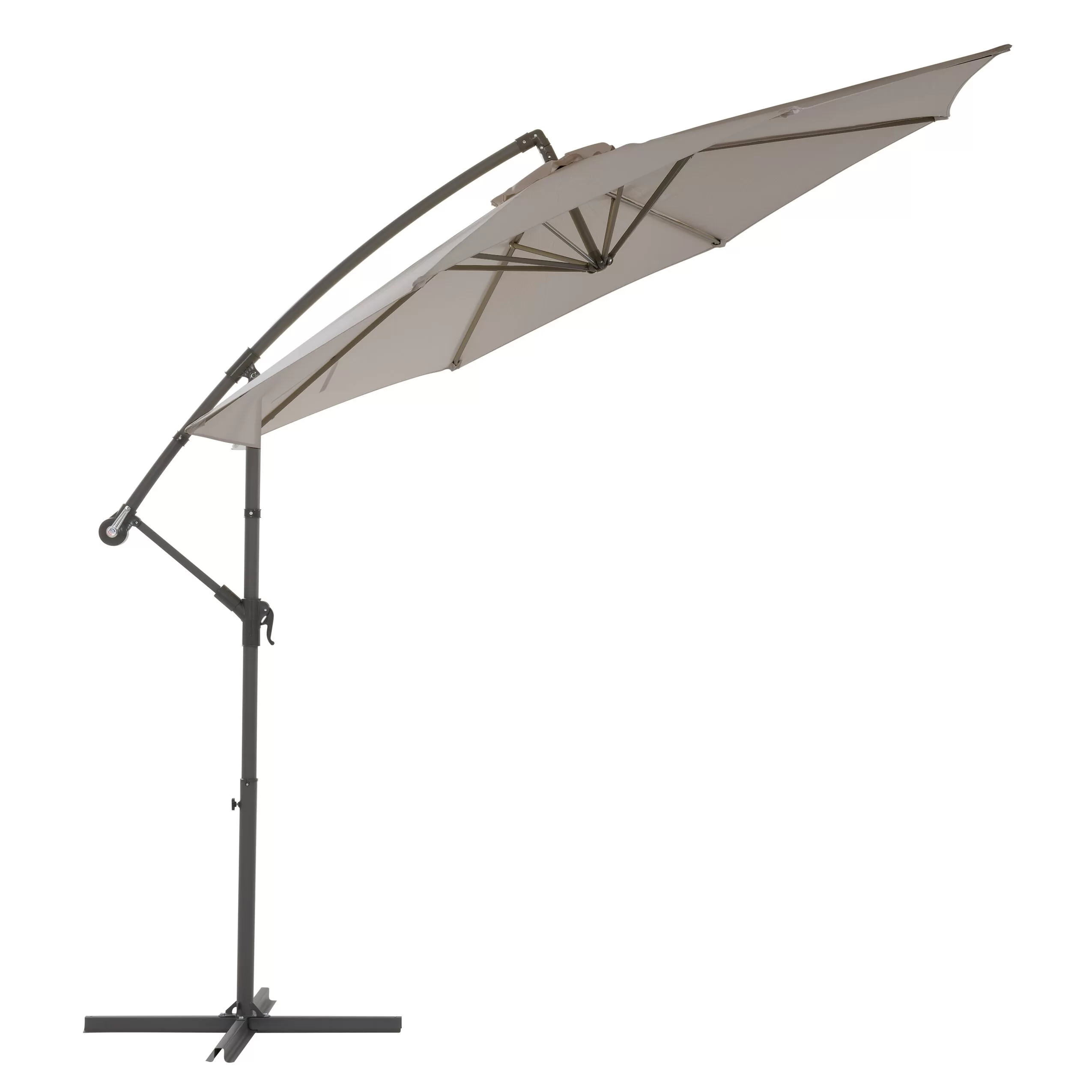 CorLiving 9.5-ft Solid/Sand Grey No-tilt Offset Patio Umbrella with Base - Image 4