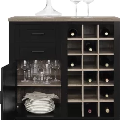Alternative view of Ameriwood Home Black Composite Base with Composite Top Kitchen Cart (36-in x 18.2-in x 37.1-in)