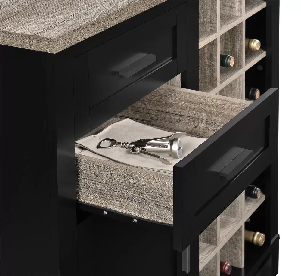 Ameriwood Home Black Composite Base with Composite Top Kitchen Cart (36-in x 18.2-in x 37.1-in) - Image 7