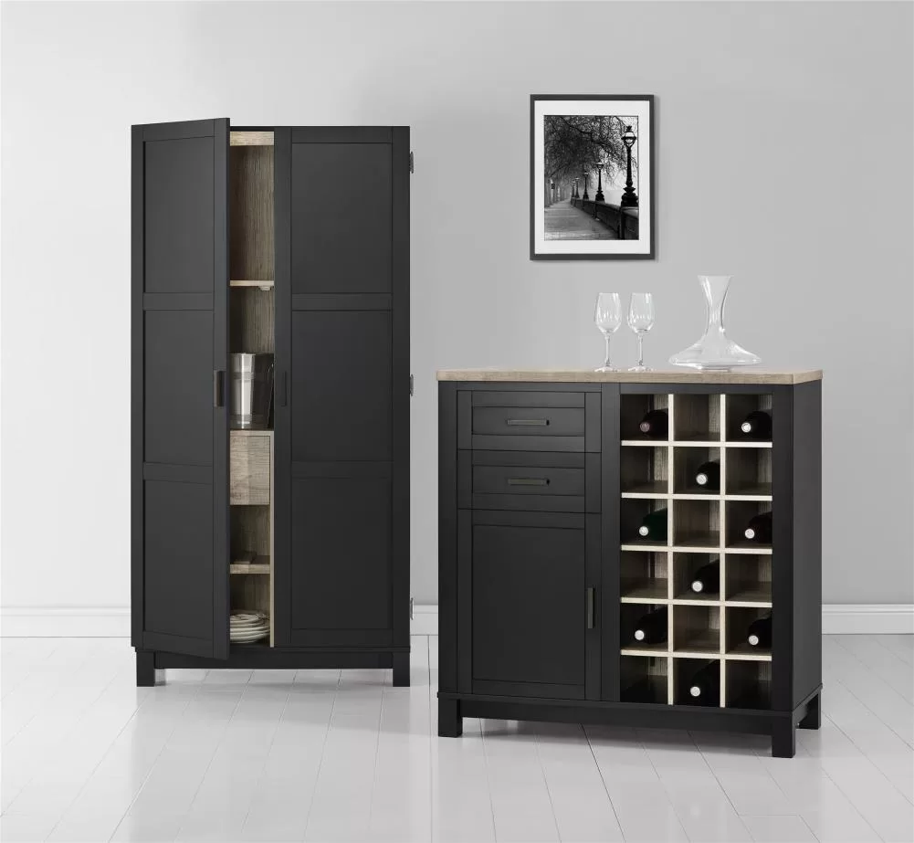 Ameriwood Home Black Composite Base with Composite Top Kitchen Cart (36-in x 18.2-in x 37.1-in) - Image 6