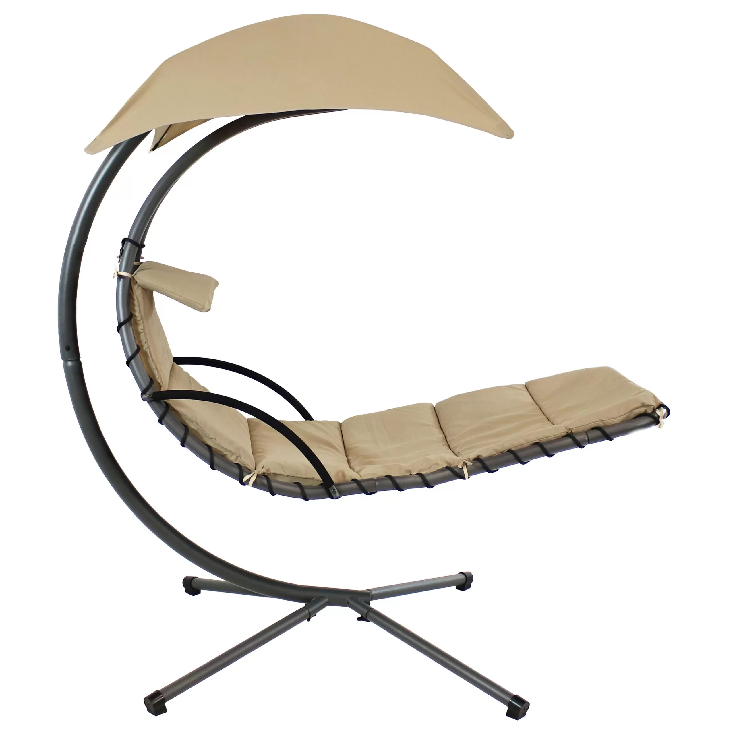 Sunnydaze Decor Black Metal Frame Stationary Chaise Lounge Chair(s) with Off-white Cushioned Seat - Image 7