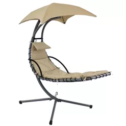 Sunnydaze Decor Black Metal Frame Stationary Chaise Lounge Chair(s) with Off-white Cushioned Seat