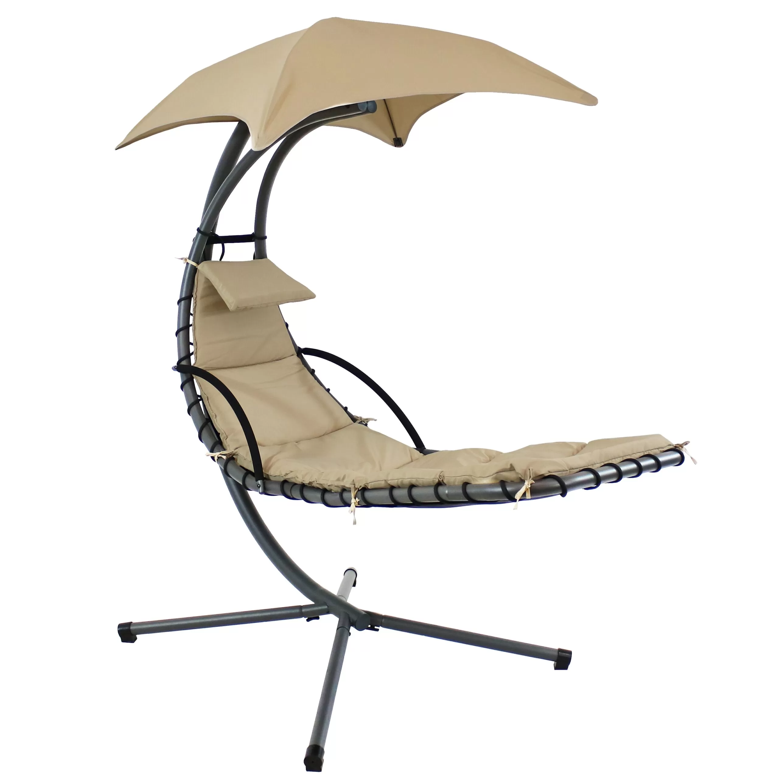 Sunnydaze Decor Black Metal Frame Stationary Chaise Lounge Chair(s) with Off-white Cushioned Seat