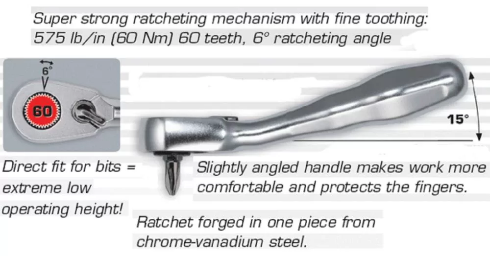 Felo 18-Piece 60-Tooth 1/4-in Drive Interchangeable Ratchet Set - Image 3