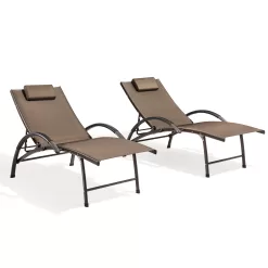 Crestlive Products Patio chaise lounge Set of 2 Aluminum Frame In Brown