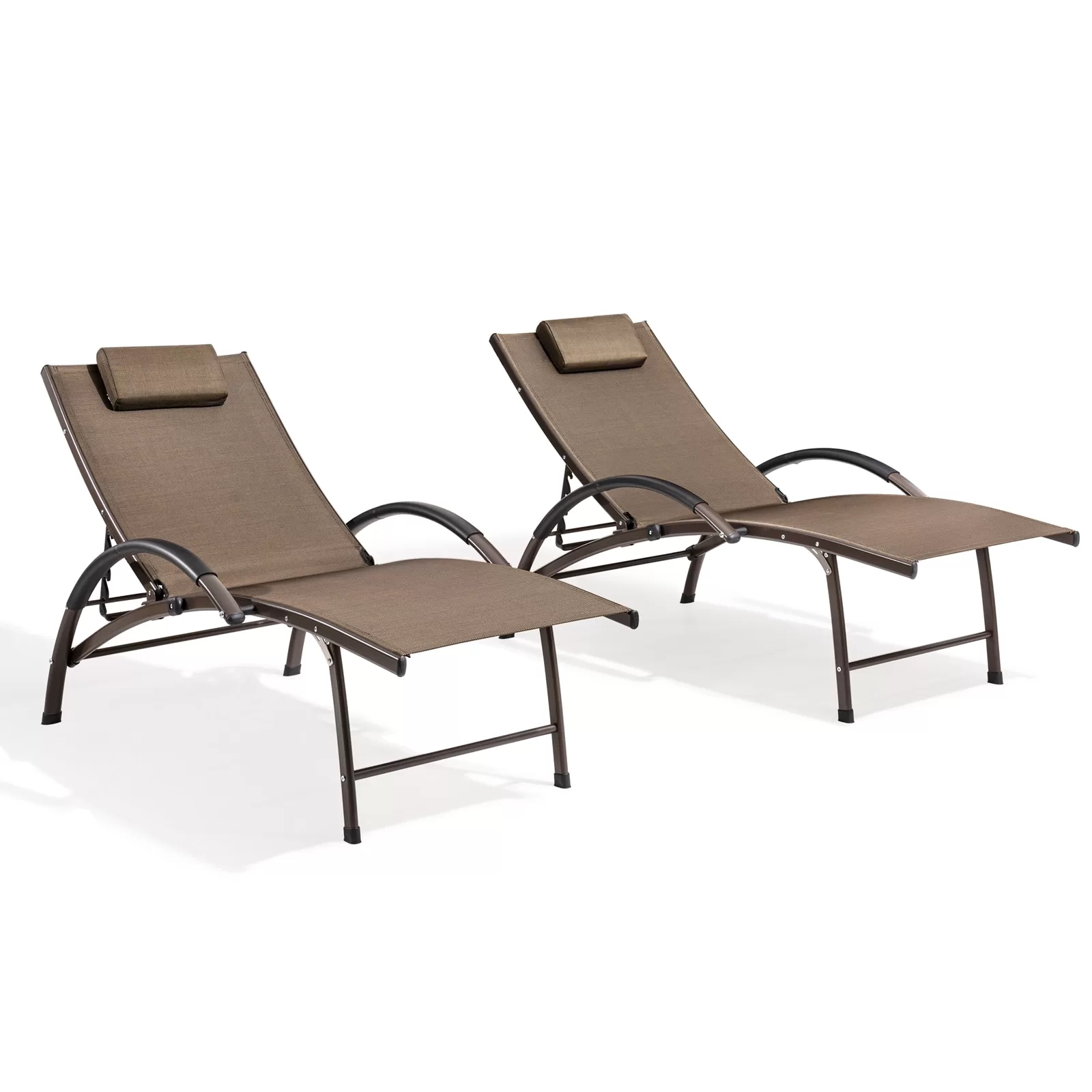 Crestlive Products Patio chaise lounge Set of 2 Aluminum Frame In Brown