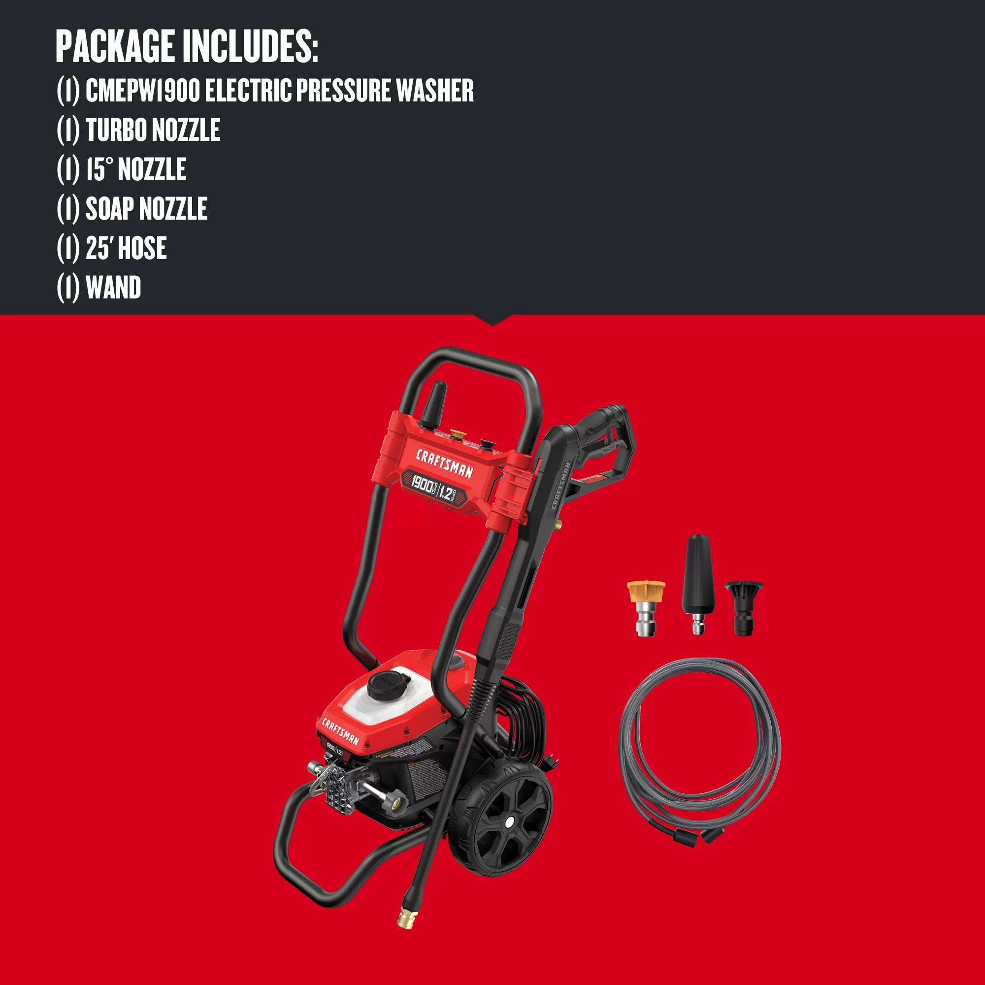 CRAFTSMAN CMEPW1900 1900 PSI 1.2-Gallon-GPM Cold Water Electric Pressure Washer - Image 6