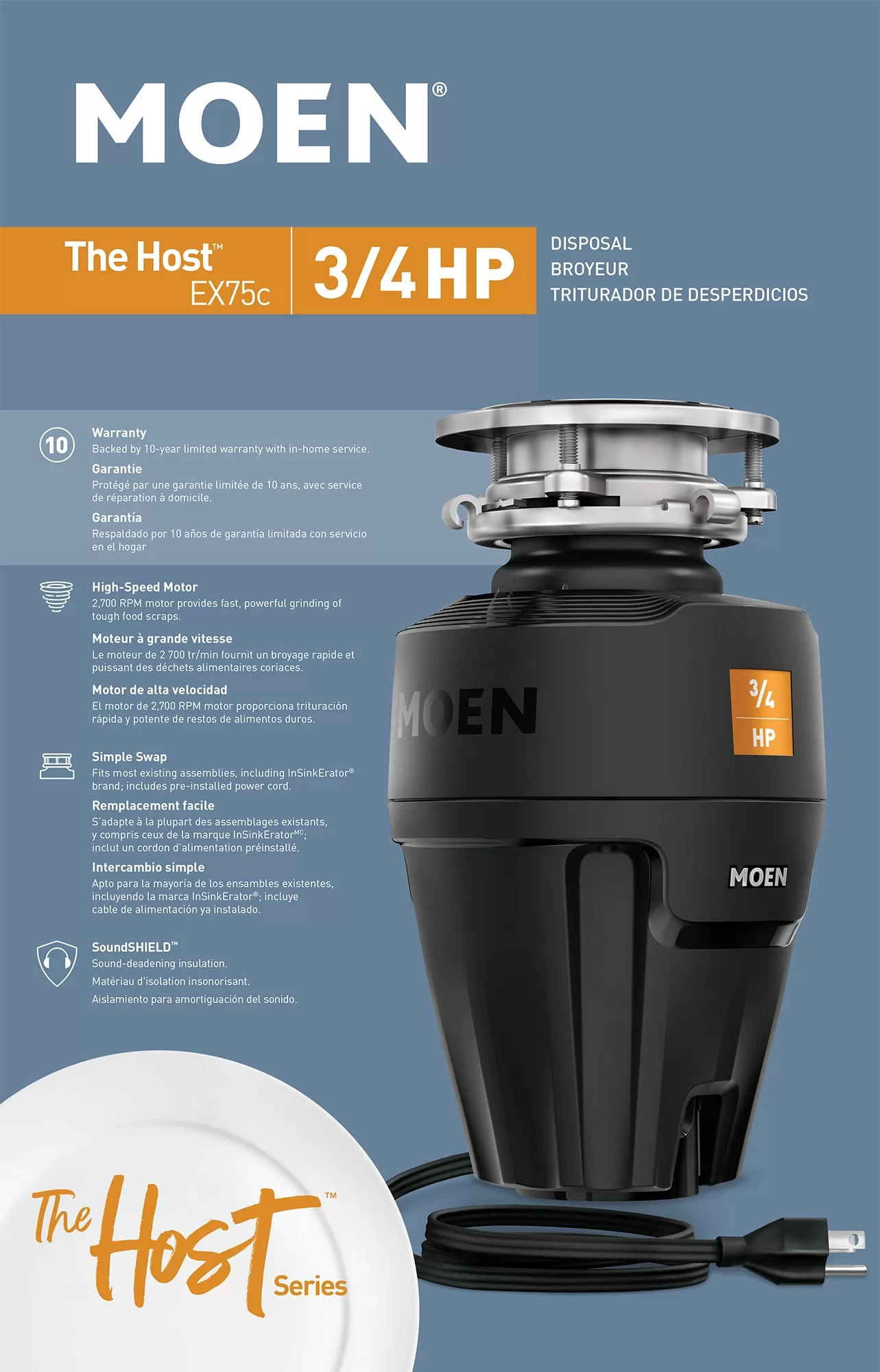 Moen 3/4-HP Continuous Feed Noise Insulation Garbage Disposal - Image 15