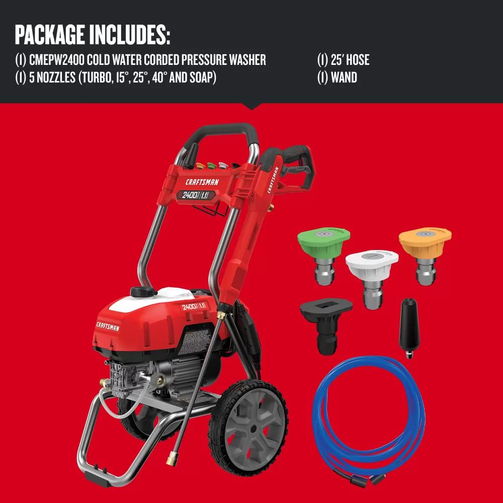 CRAFTSMAN CMEPW2400 2400 PSI 1.1-Gallon-GPM Cold Water Electric Pressure Washer - Image 5