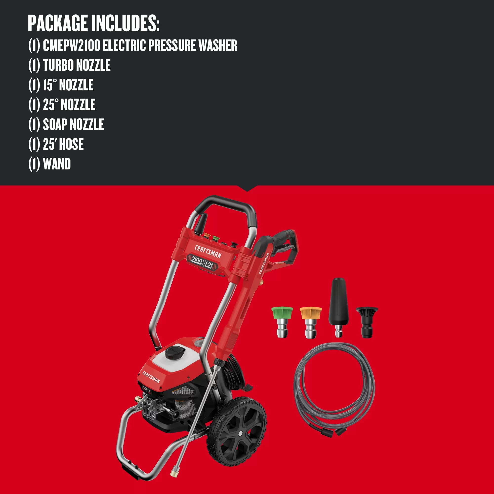 CRAFTSMAN CMEPW2100 2100 PSI 1.2-Gallon-GPM Cold Water Electric Pressure Washer - Image 5
