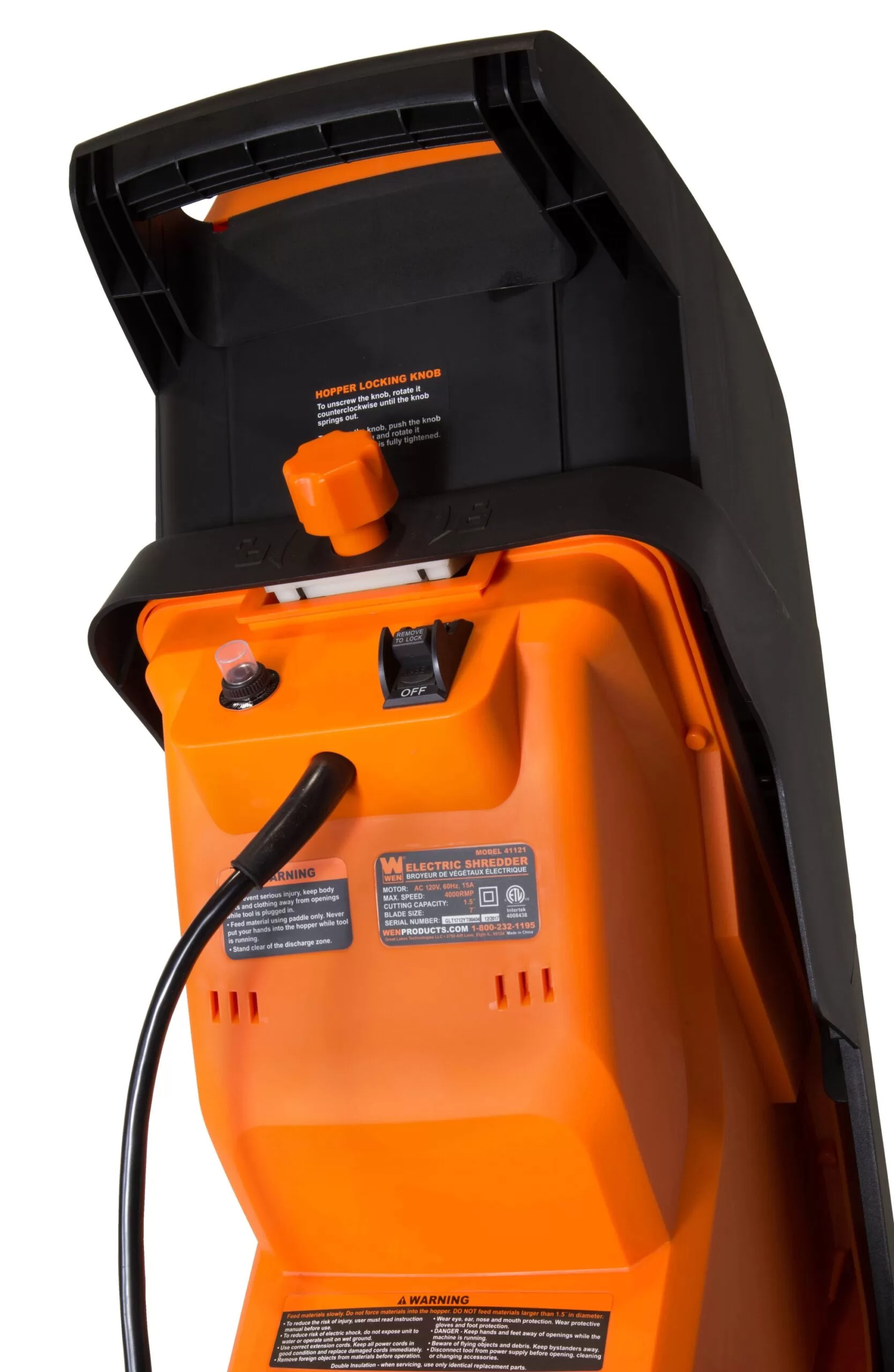 WEN 41121 15-Amp Steel Electric Wood Chipper - Image 5