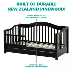 Dream on Me Toddler Day Bed with Storage, Black