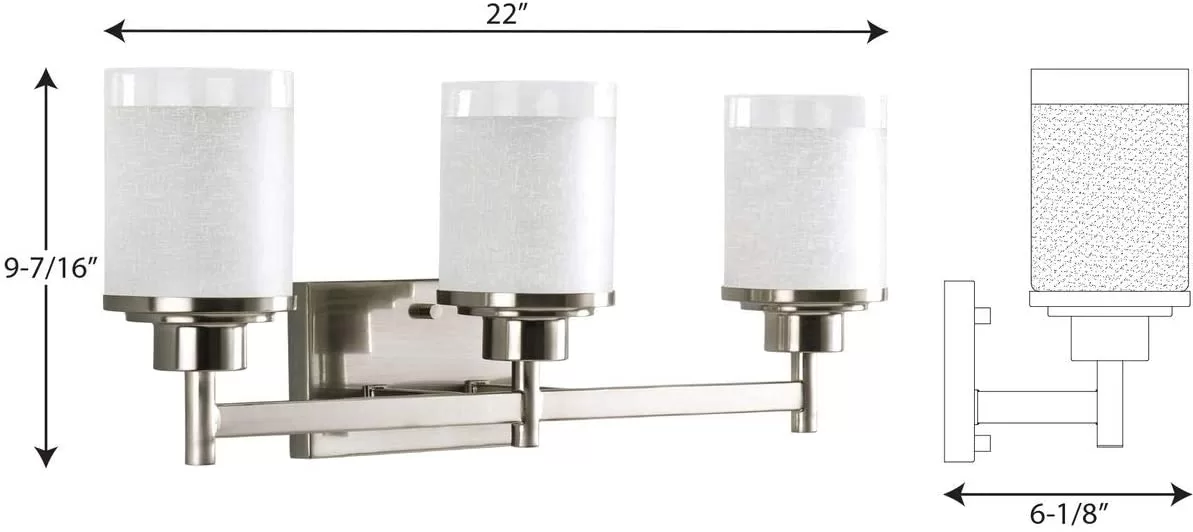 Progress Lighting Alexa 22-in 3-Light Brushed Nickel Modern/Contemporary Vanity Light - Image 17