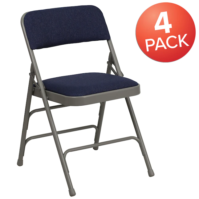 Flash Furniture Navy Fabric/Gray Frame Banquet Folding Chair with Upholstered Seat (Indoor) - Image 2