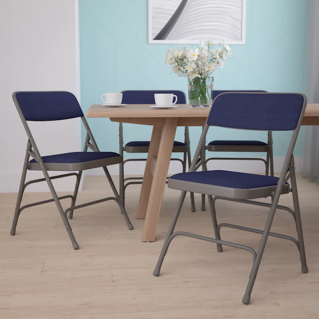 Flash Furniture Navy Fabric/Gray Frame Banquet Folding Chair with Upholstered Seat (Indoor) - Image 3