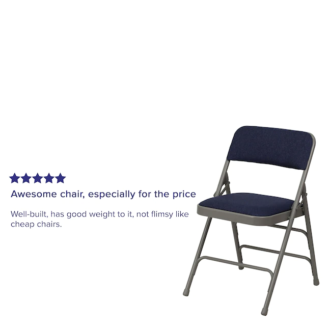 Flash Furniture Navy Fabric/Gray Frame Banquet Folding Chair with Upholstered Seat (Indoor) - Image 4