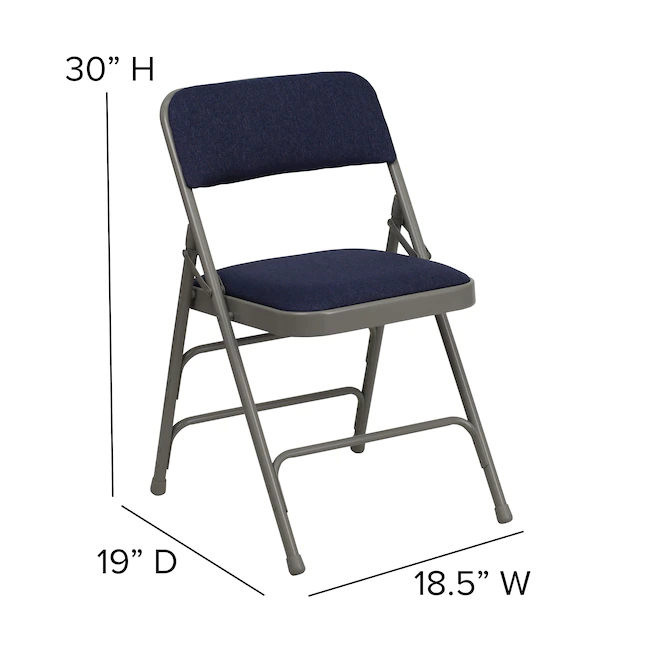 Flash Furniture Navy Fabric/Gray Frame Banquet Folding Chair with Upholstered Seat (Indoor) - Image 12