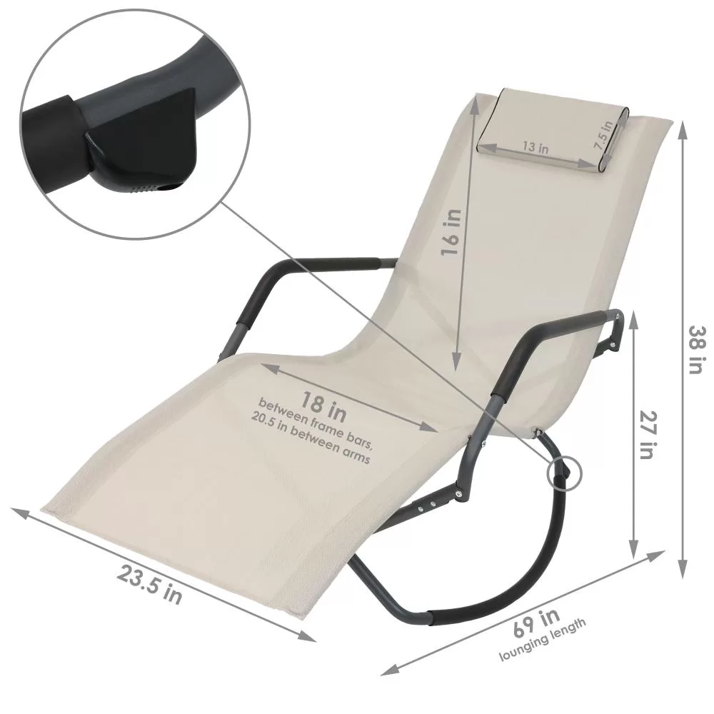 Sunnydaze Decor 2 Gray Metal Frame Chaise Lounge Chair(s) with Off-white Sling Seat - Image 4
