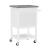 Linon White Wood Base with Stainless Steel Metal Top Rolling Kitchen Cart (25.5-in x 18-in x 36-in)