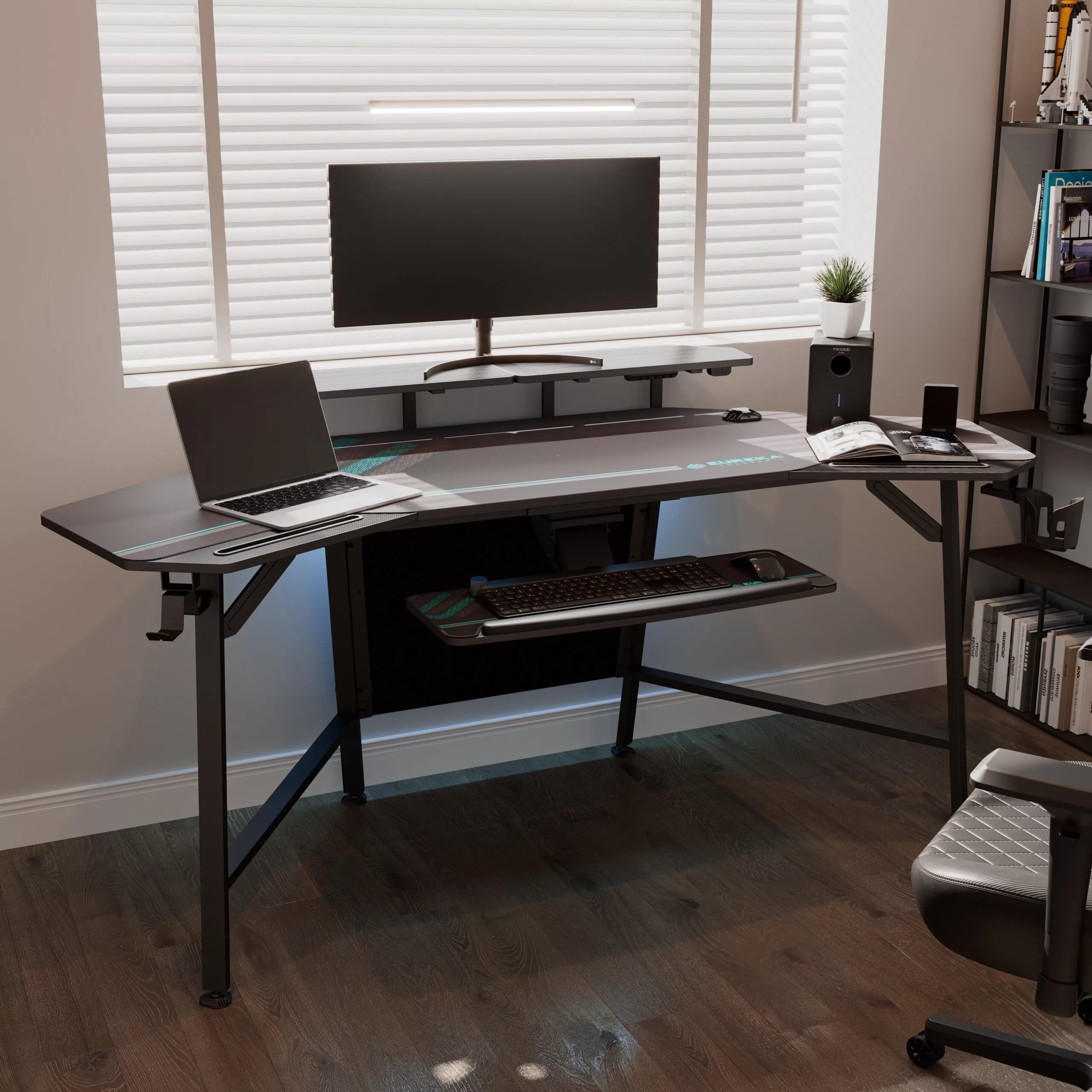 Eureka Ergonomic 72" Large Gaming Desk, Music Studio Desk with Keyboard Tray & RGB LED Light
