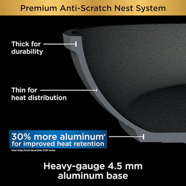 Ninja C59500 Foodi NeverStick Premium Anti-Scratch Nest System, 10-Piece Cookware Set - Image 11