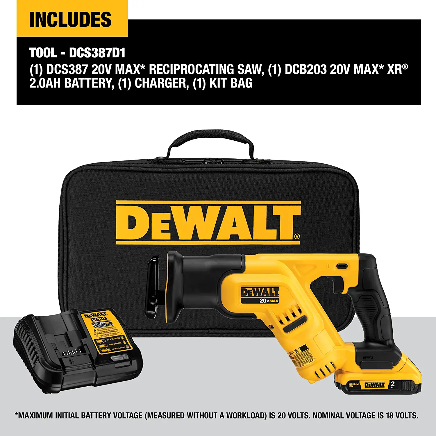 DEWALT Reciprocating Saw DCS387D1 20-volt Variable Speed Cordless (Charger Included and Battery Included) - Image 2