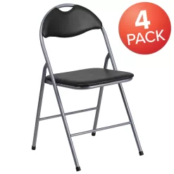Alternative view of Flash Furniture  4-Pack Black Standard Folding Chair with Upholstered Seat (Indoor)