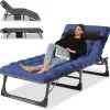 Slsy Folding Bed Cot with 3.3 Inch Mattress & Pillow, 4-Reclining Position Lounge Chair, 75.2"* 26.8" Sleeping Cot Guest Bed, Folding Camping Cots