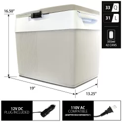 Koolatron Iceless 12V Electric Cooler Warmer 33 qt (31 L), Gray