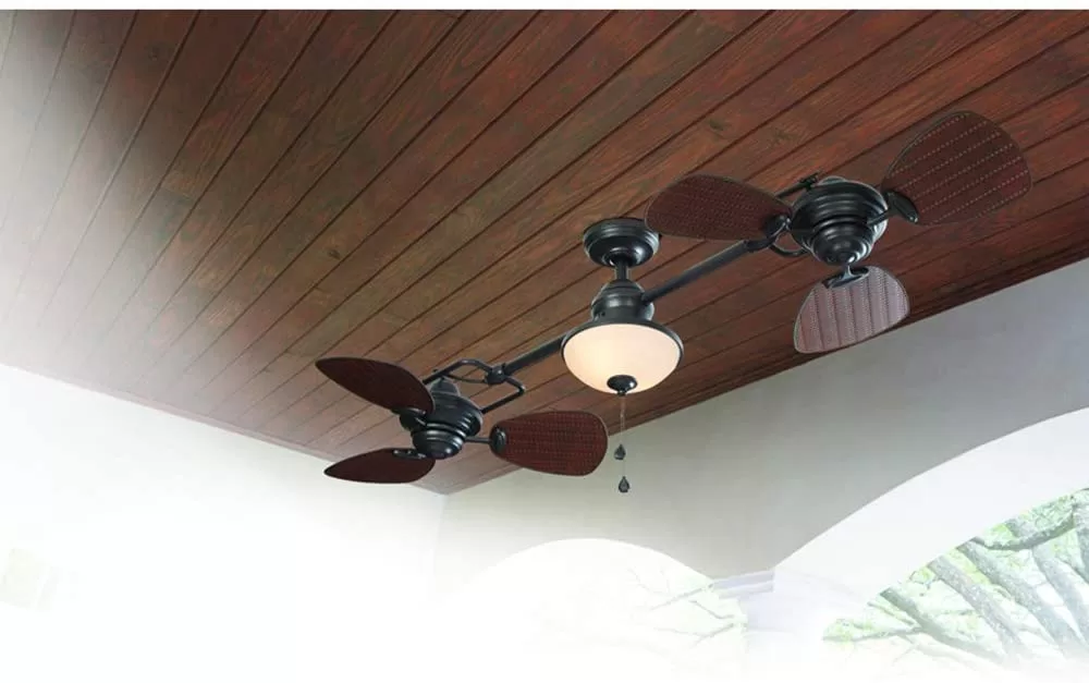 Harbor Breeze Twin Breeze II 74-in Oil Rubbed Bronze LED Indoor/Outdoor Ceiling Fan with Light (6-Blade) - Image 7