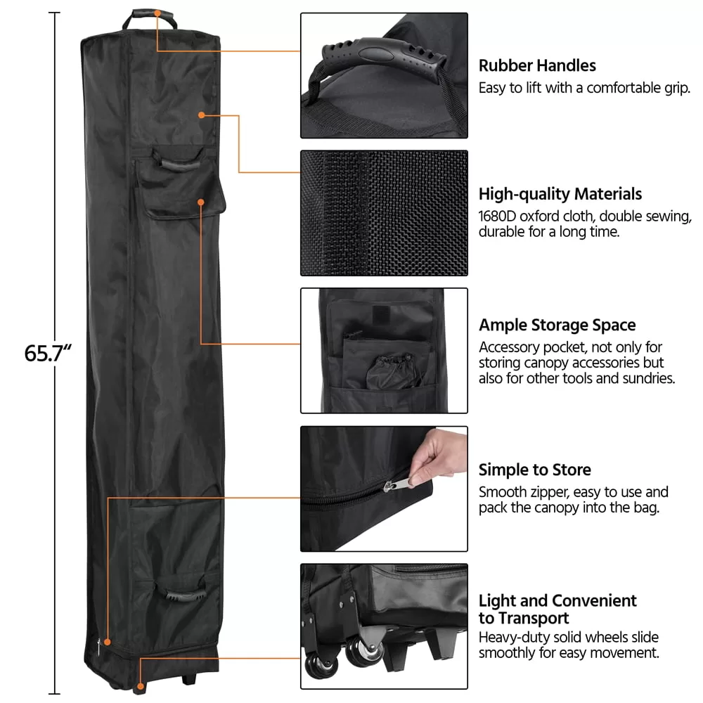 SMILE MART 10' x 10' Enclosed Outdoor Canopy with Wheeled Carry Bag, Black