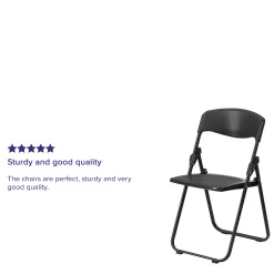 Flash Furniture 6 Pack HERCULES Series 500 lb. Capacity Heavy Duty Black Plastic Folding Chair with Built-in Ganging Brackets