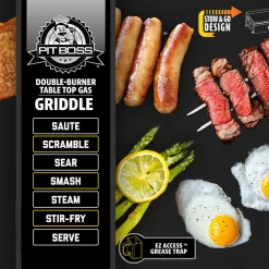 Pit Boss 2 Burner Portable Gas Griddle, Lightweight and portable Cast Iron Griddle