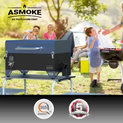 ASMOKE AS300 256-sg. in. Portable Wood Pellet BBQ Grill And Smoker Tahoe Blue