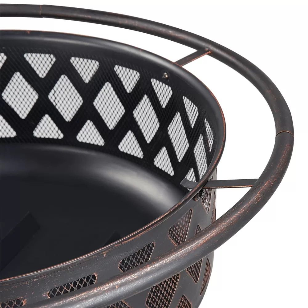 Yaheetech 36" Round Wood Bronze Finish Iron Fire Pit