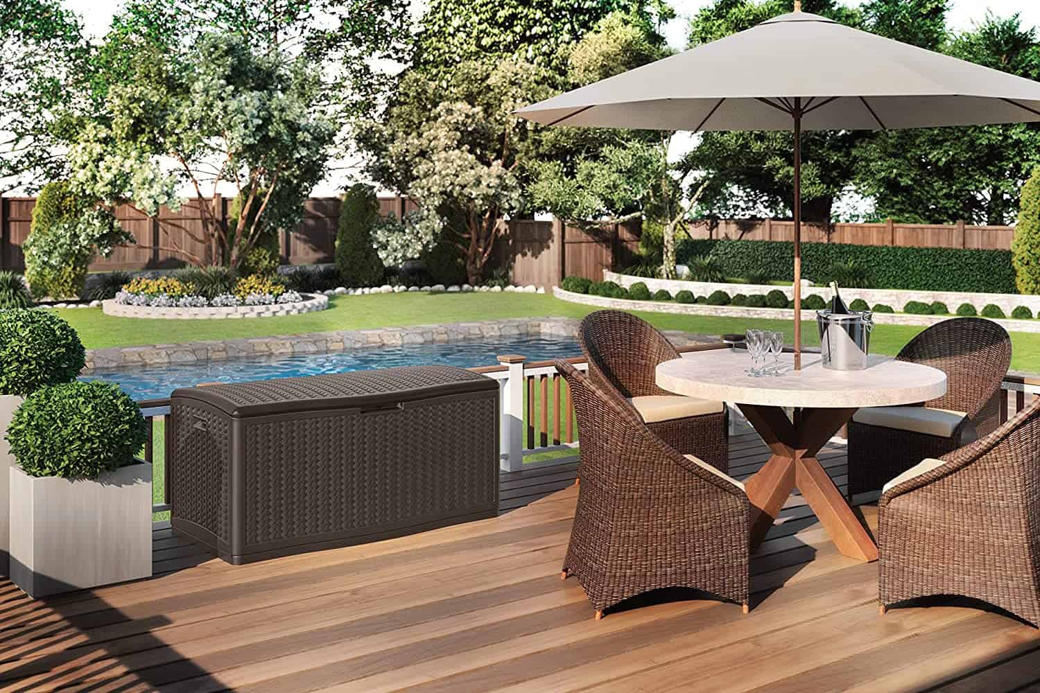 Suncast 52.75-in L x 29-in 124-Gallon Java Plastic Deck Box - Image 2