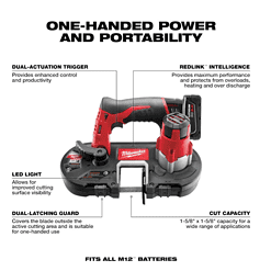 Milwaukee Band Saw 2429-21XC M12 12-Volt Lithium-Ion Cordless Sub-Compact XC Kit with One 3.0h Battery, Charger and Hard Case