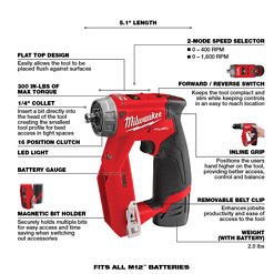 Milwaukee 2505-22-2457-20 M12 FUEL 12V Lithium-Ion Brushless Cordless 4-in-1