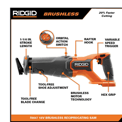 RIDGID Reciprocating Saw R8647B 18V Brushless Cordless (Tool Only)