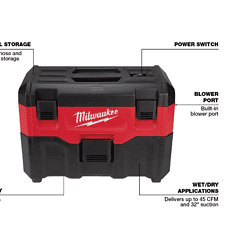 Milwaukee 0880-20 M18 18-Volt 2 Gal. Lithium-Ion Cordless Wet/Dry Vacuum (Tool-Only)