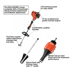 ECHO PAS-225VPB 21.2 cc Gas 2-Stroke Cycle PAS Straight Shaft Trimmer and Blower Kit