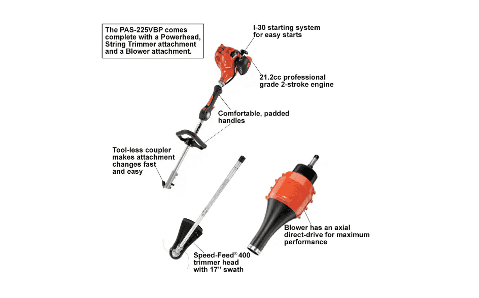 ECHO PAS-225VPB 21.2 cc Gas 2-Stroke Cycle PAS Straight Shaft Trimmer and Blower Kit