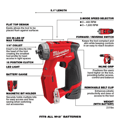 Milwaukee 2505-22-2551-20 M12 FUEL 12V Lithium-Ion Brushless Cordless 4-in-1 Installation 3/8in. Drill Driver & SURGE Impact Driver Combo Kit