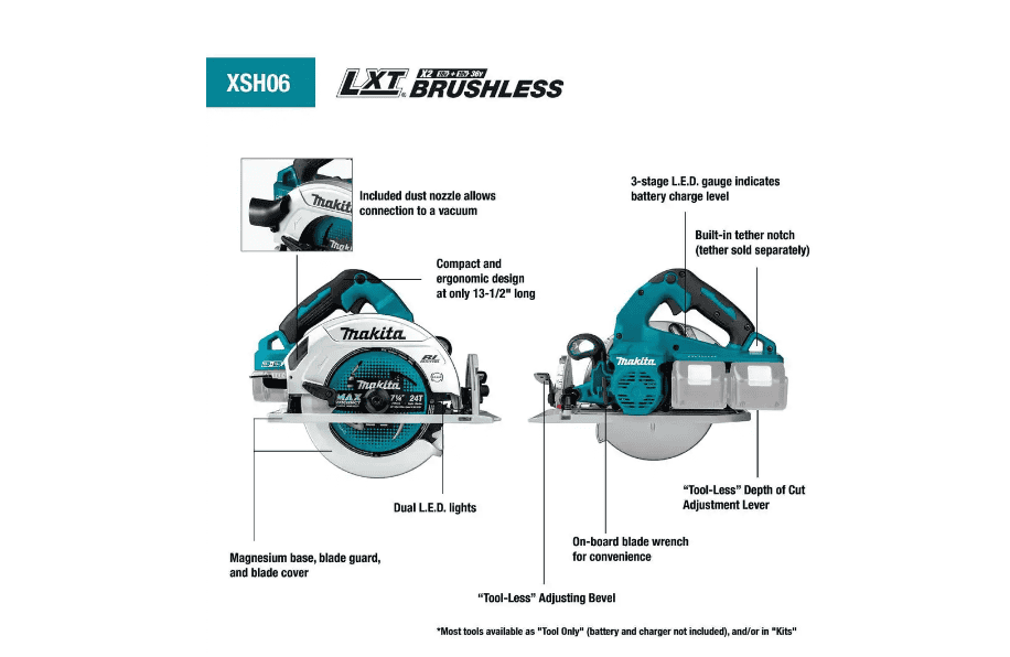 Makita XSH06PT 18-Volt X2 LXT Lithium-Ion (36-Volt) Brushless Cordless 7-1/4 in. Circular Saw Kit 5.0Ah
