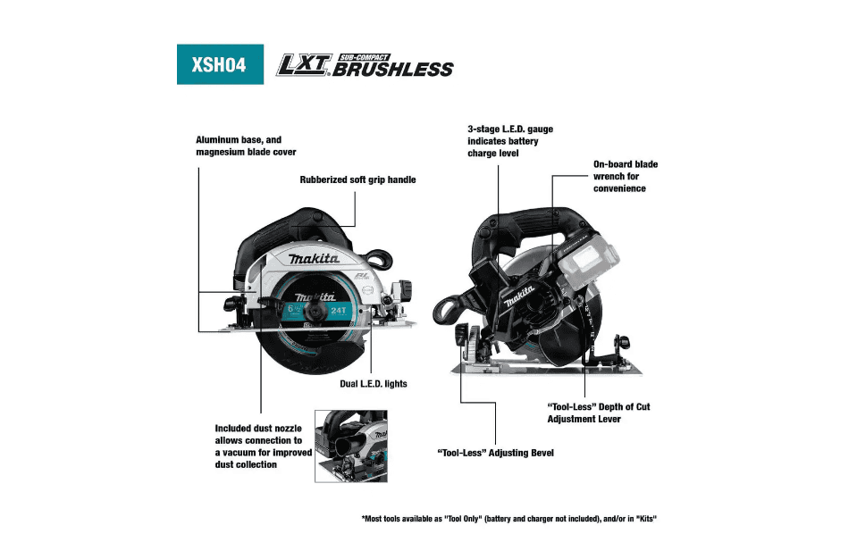 Makita Circular Saw XSH04ZB 18-Volt 6-1/2 in. LXT Sub-Compact Lithium-Ion Brushless Cordless (Tool Only)